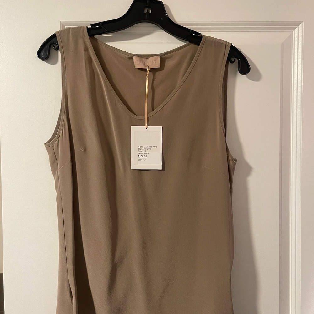 New Taupe 100% silk tank top